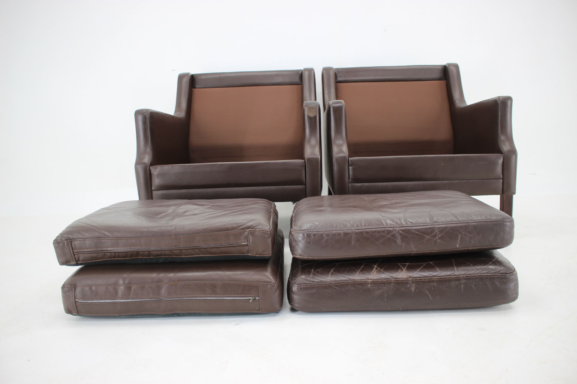 1970s pair of leather armchairs,denmark