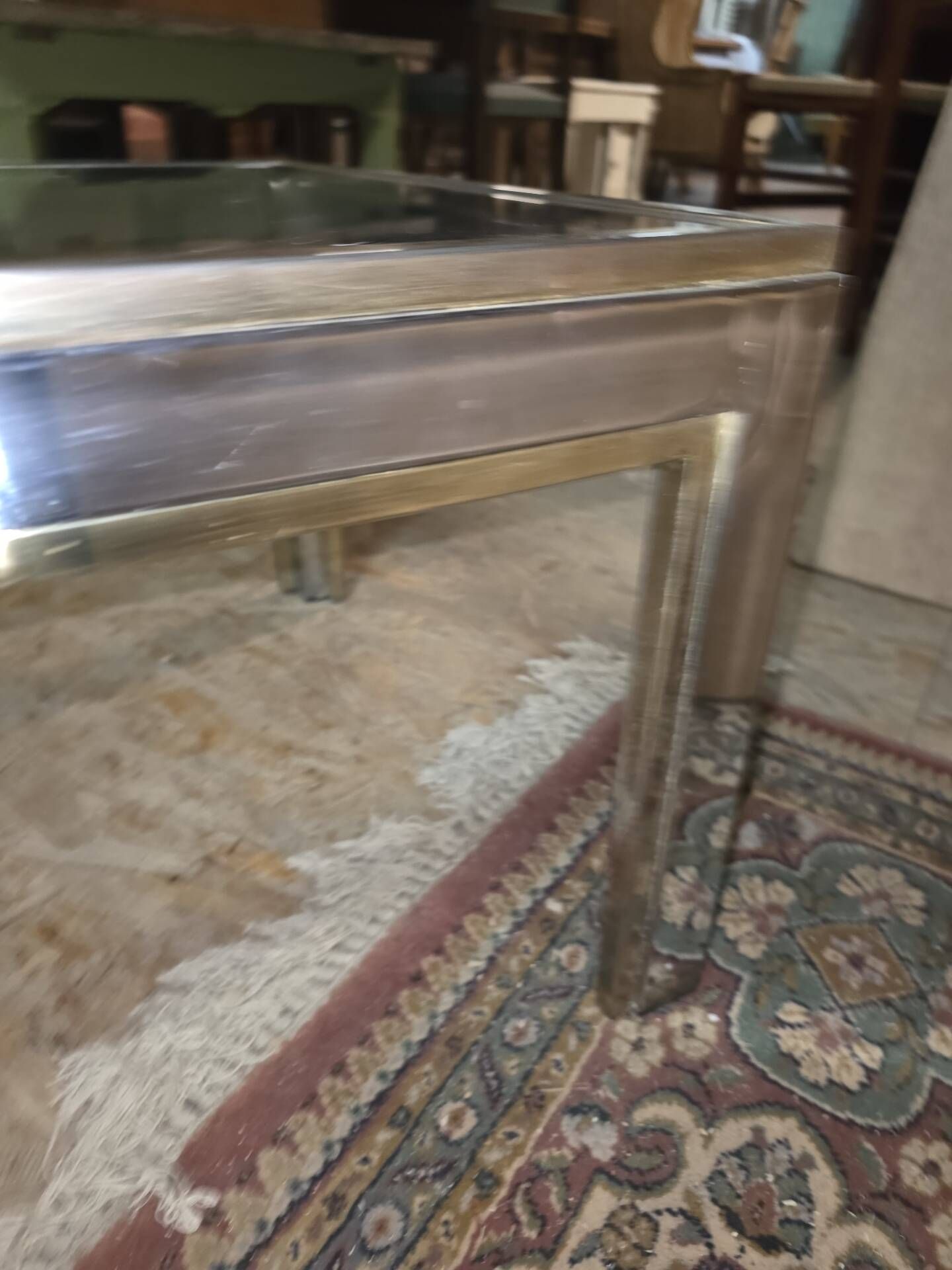 Chrome and gold metal coffee table by Romeo Rega from the 1970s.