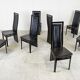 Set of eight Italian Lacquered Wood and Leather Modern Dining Chairs