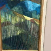 Large Original Swedish Oil on Canvas – “Cubist Landscape” by Kjell Lindberg – Signed – Vintage & Framed