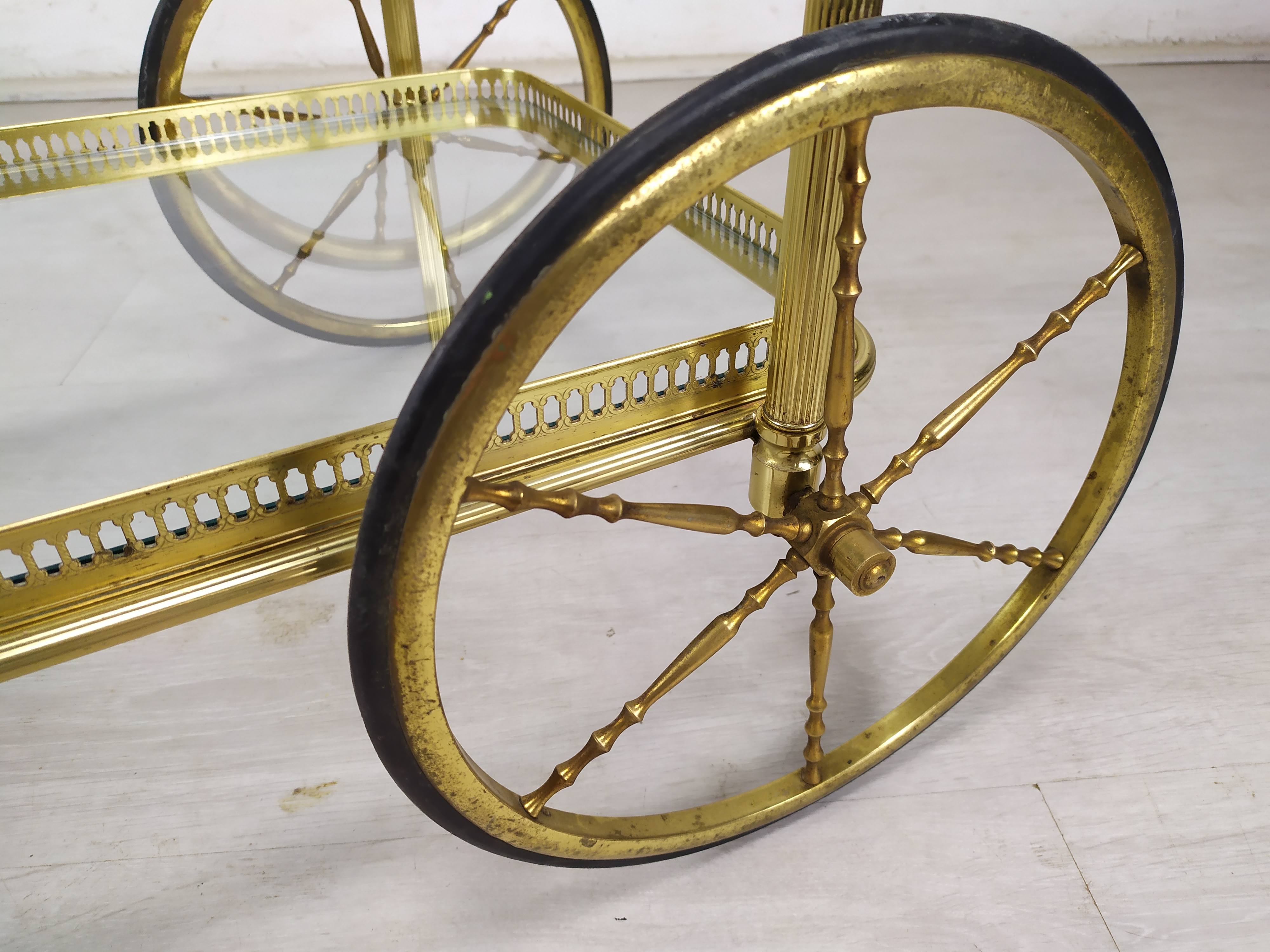 Vintage brass bar trolley service