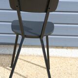 4 black metal and wood chairs