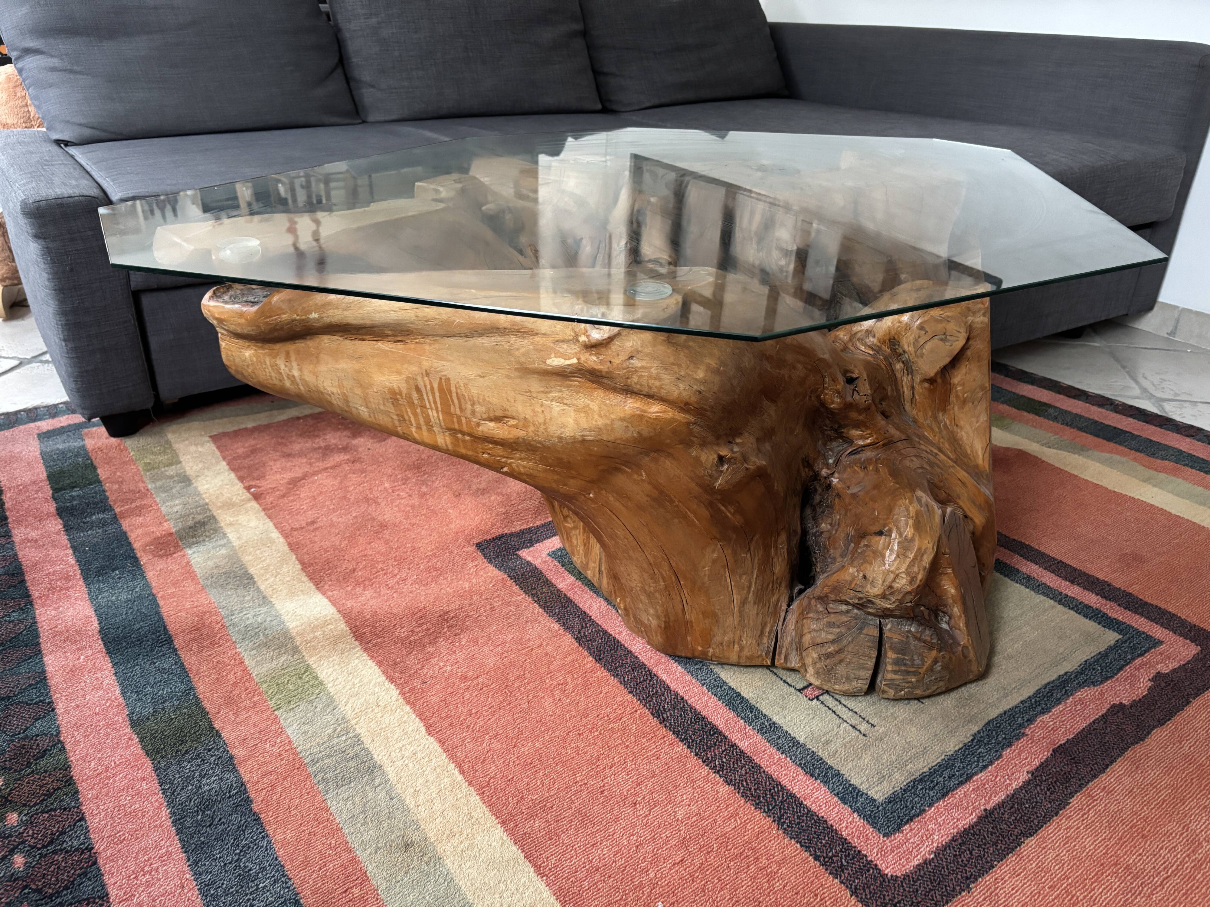Olive tree stump coffee table