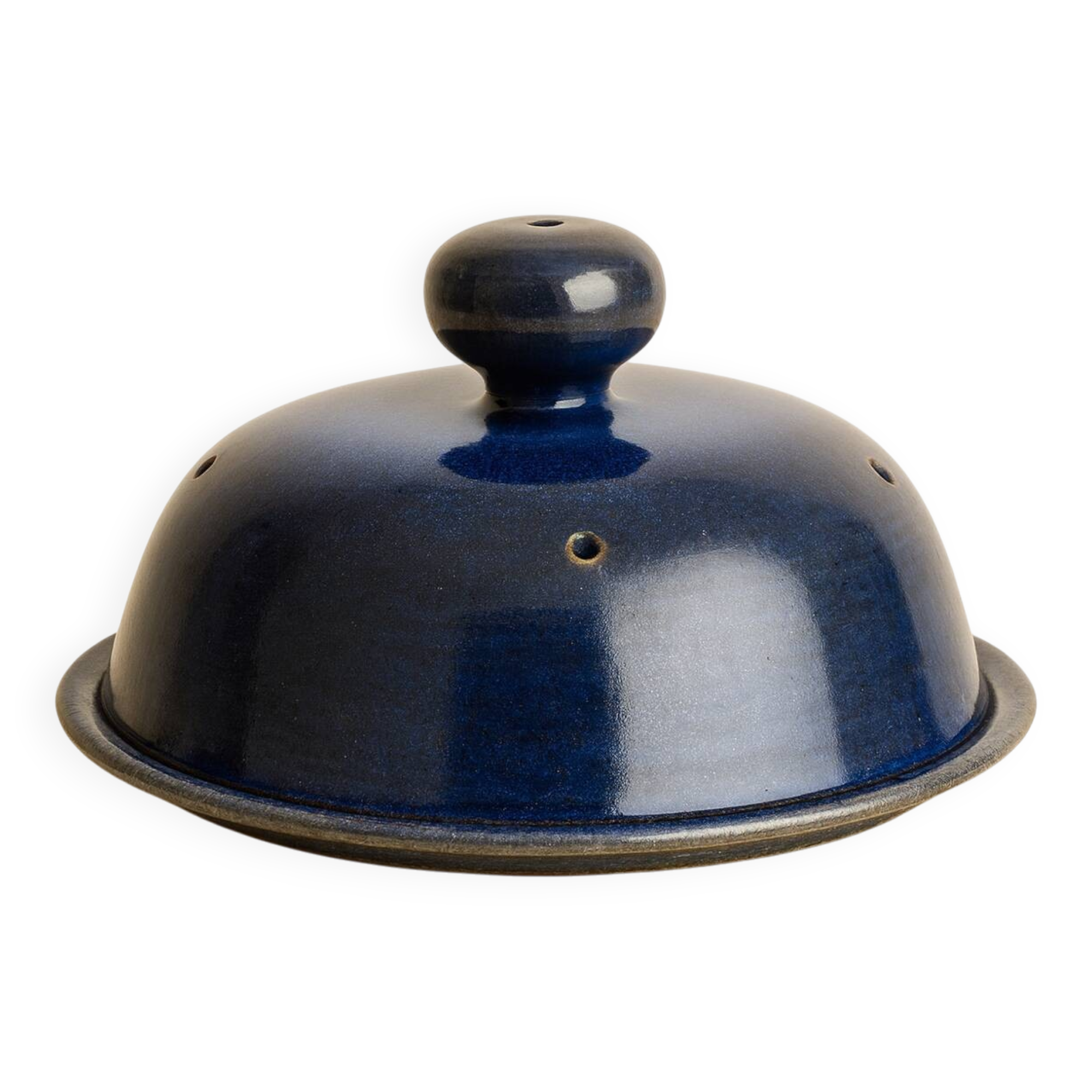 Blue glazed stoneware cheese dome
