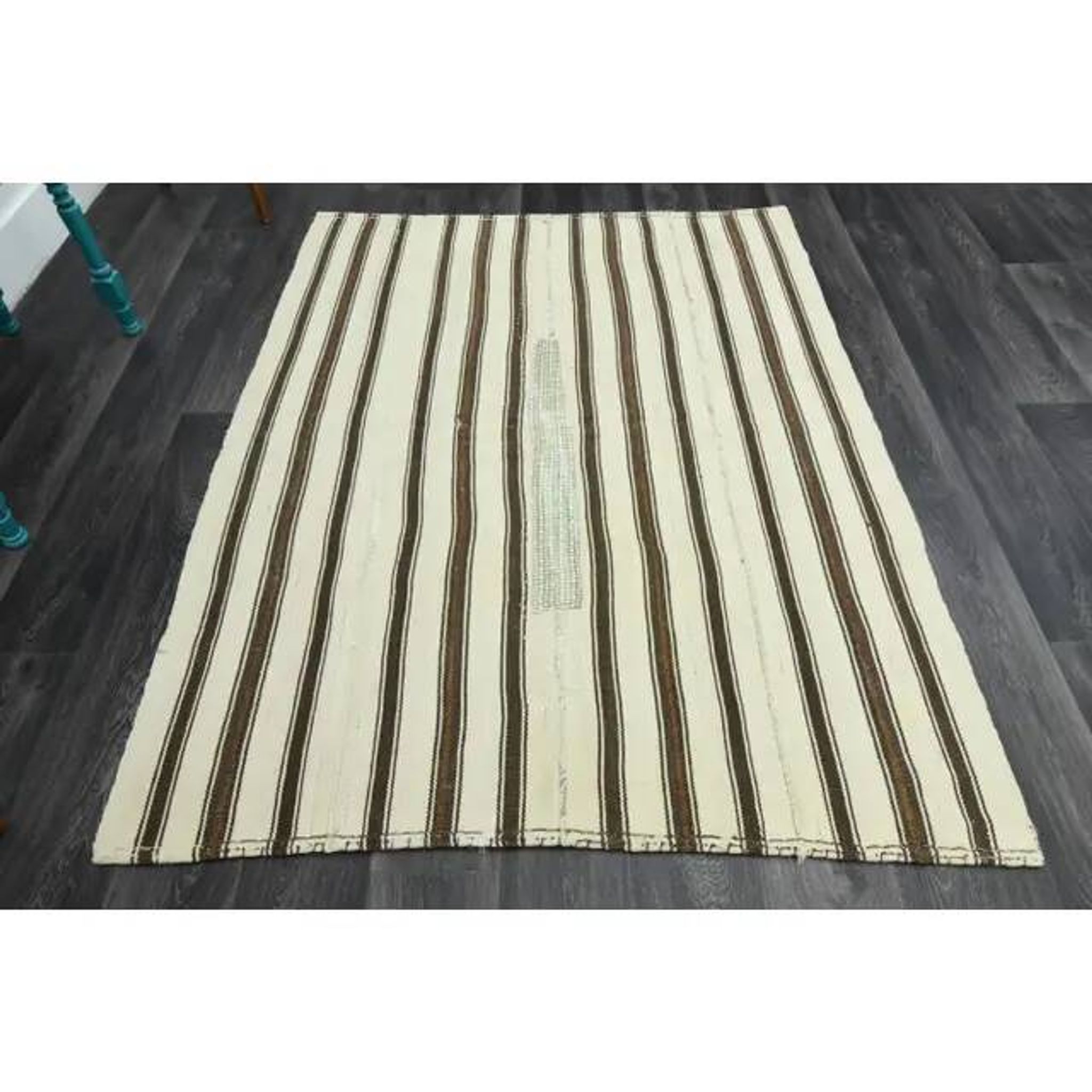 1970s Vintage Turkish Oushak Handmade Wool Cotton Beige Area Rug 150x194