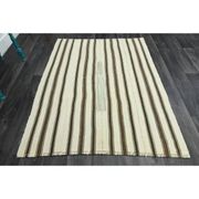 1970s Vintage Turkish Oushak Handmade Wool Cotton Beige Area Rug 150x194