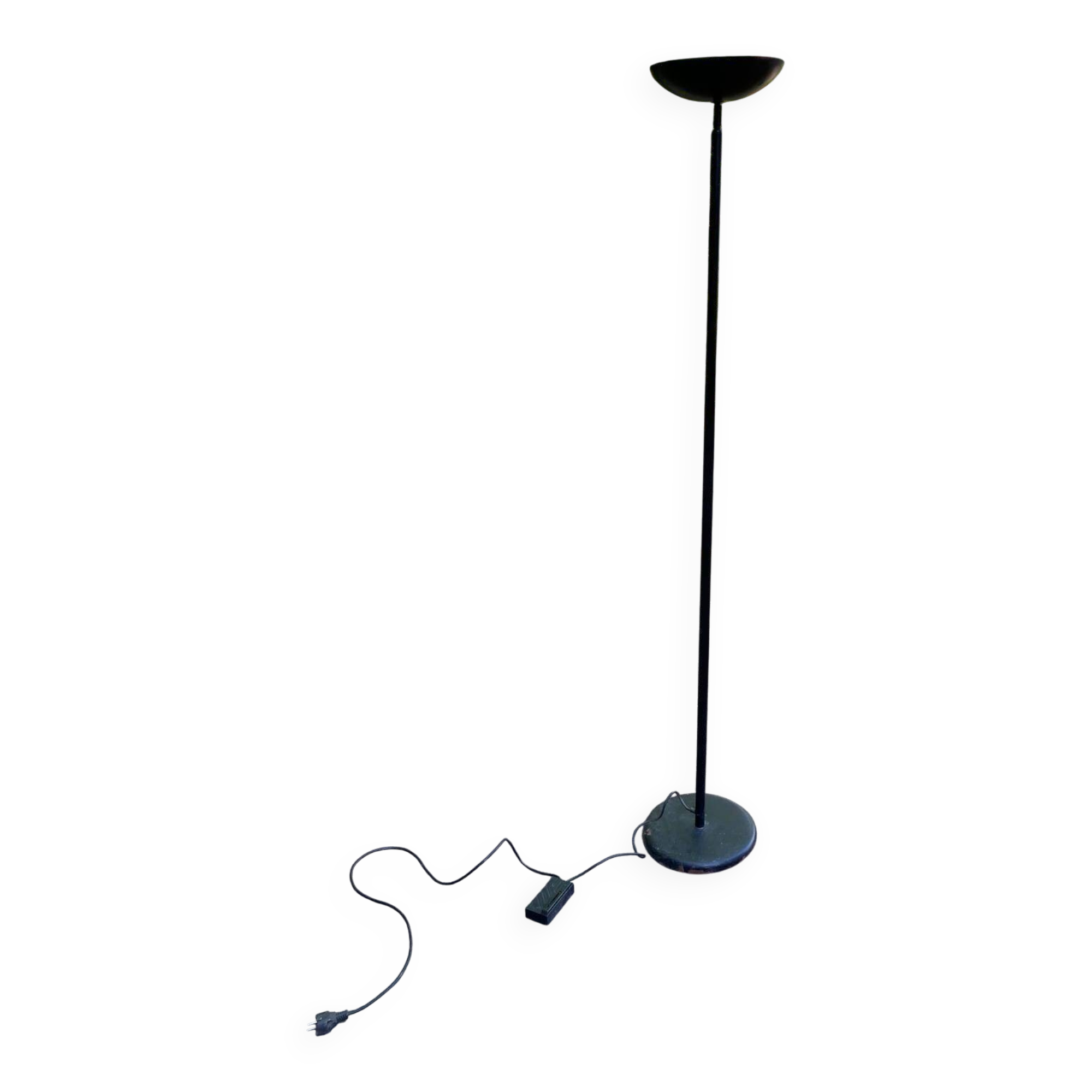 Vintage black halogen floor lamp with dome shade