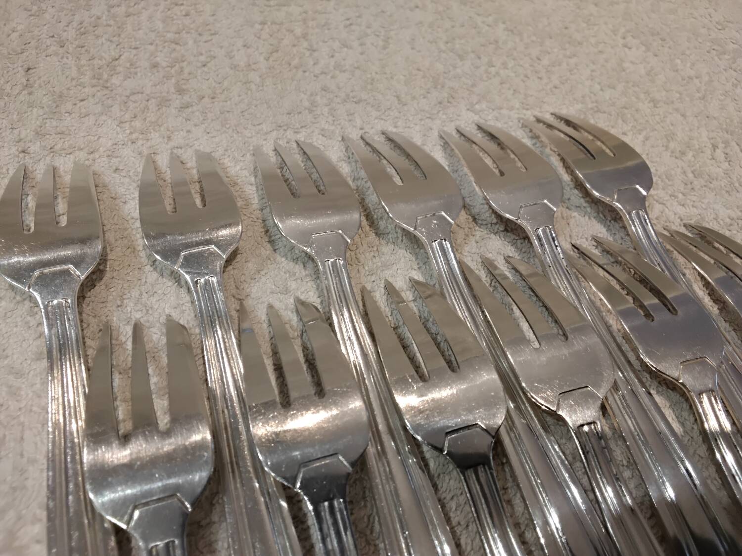 12 silver plated cake forks, goldsmith Argit, art deco style