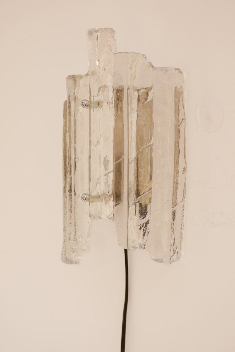 German glass wall sconce from Fischer Leuchten, 1970s