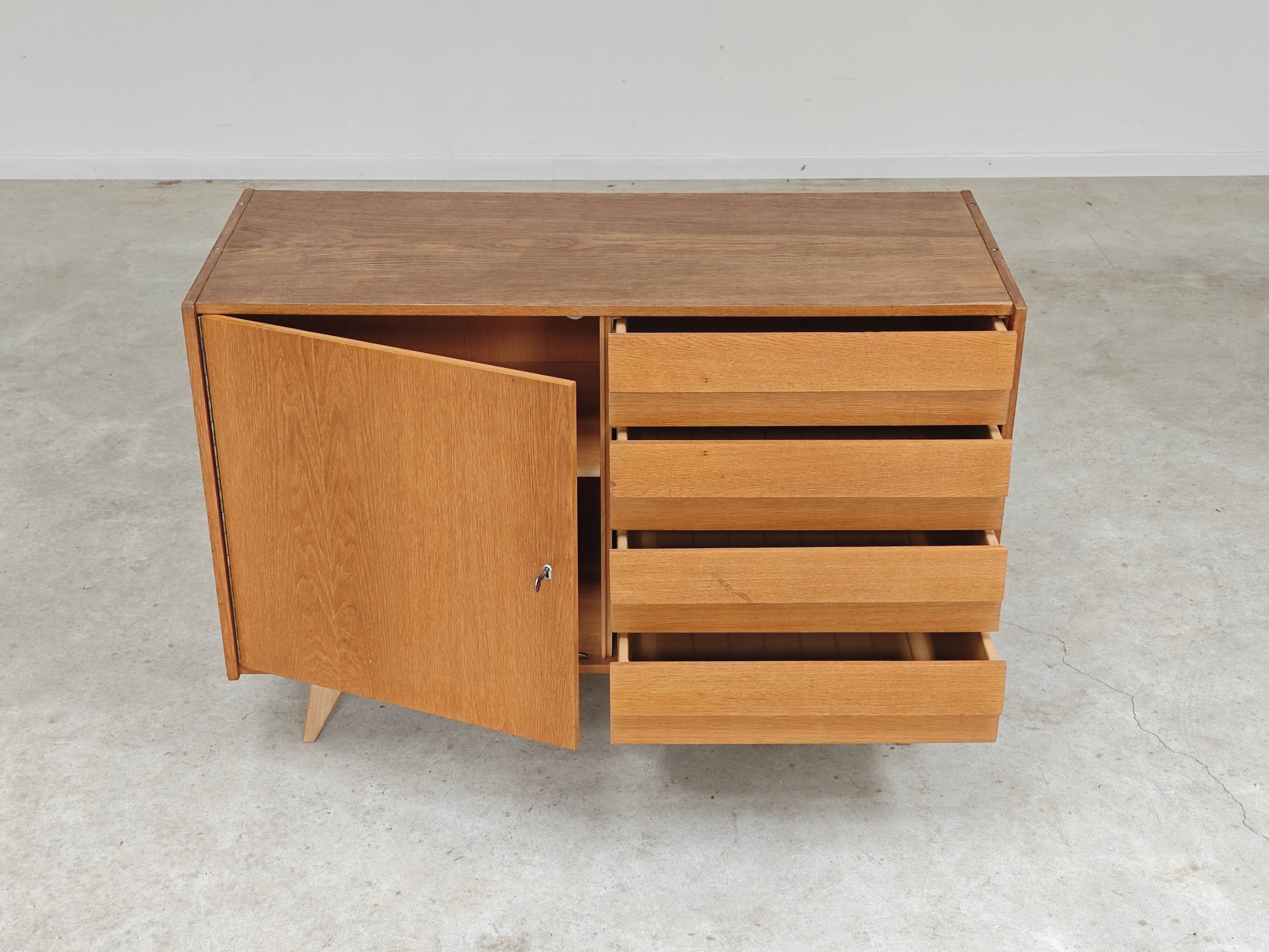Sideboard U 458 light oak Jiri Jiroutek for Interier Praha 1960