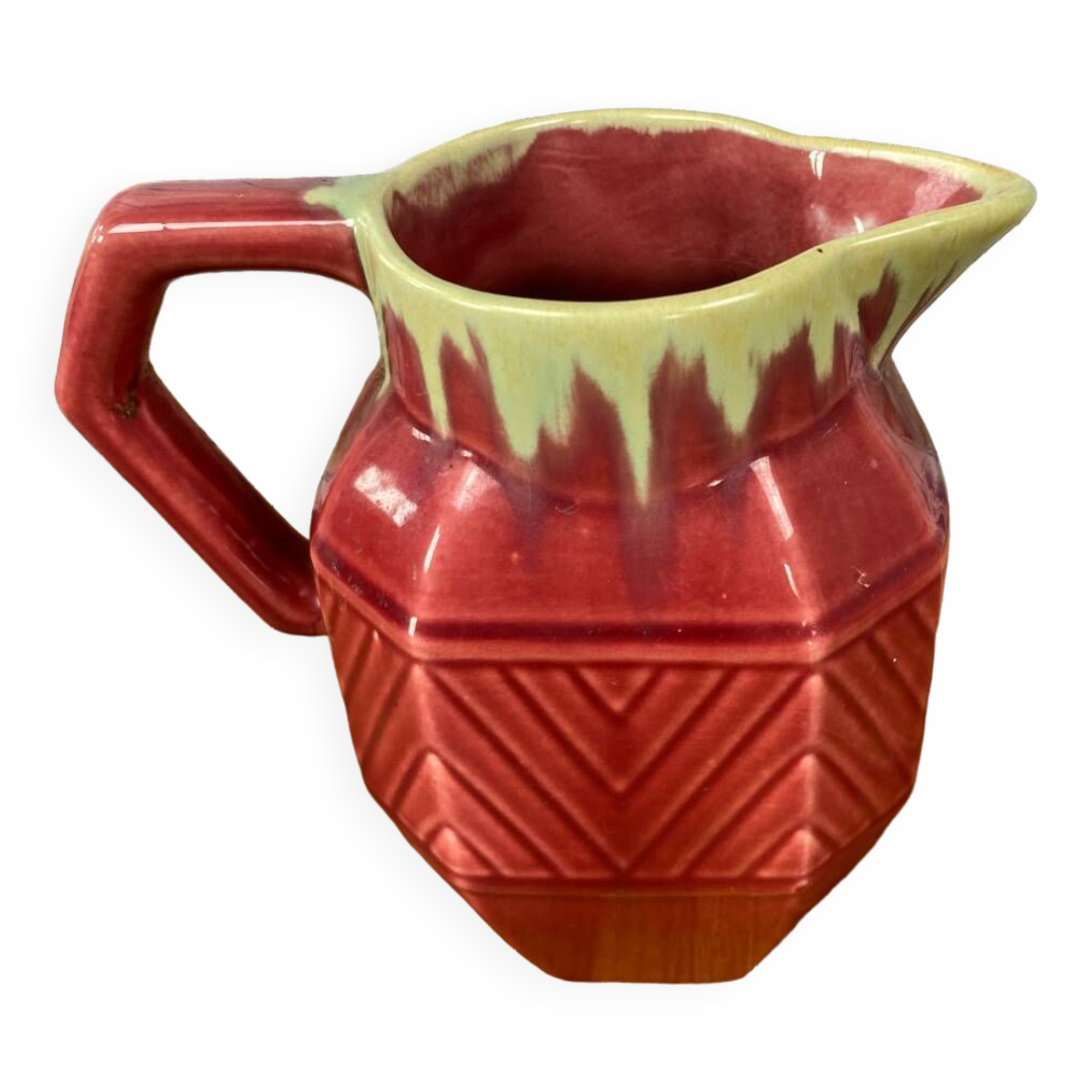 Old ceramic jug pitcher Asian oxblood China Chinese 19th