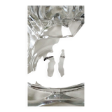 Paire de bougeoirs verre moulé, forme florale/godronnée, verrerie de portieux. années 50.