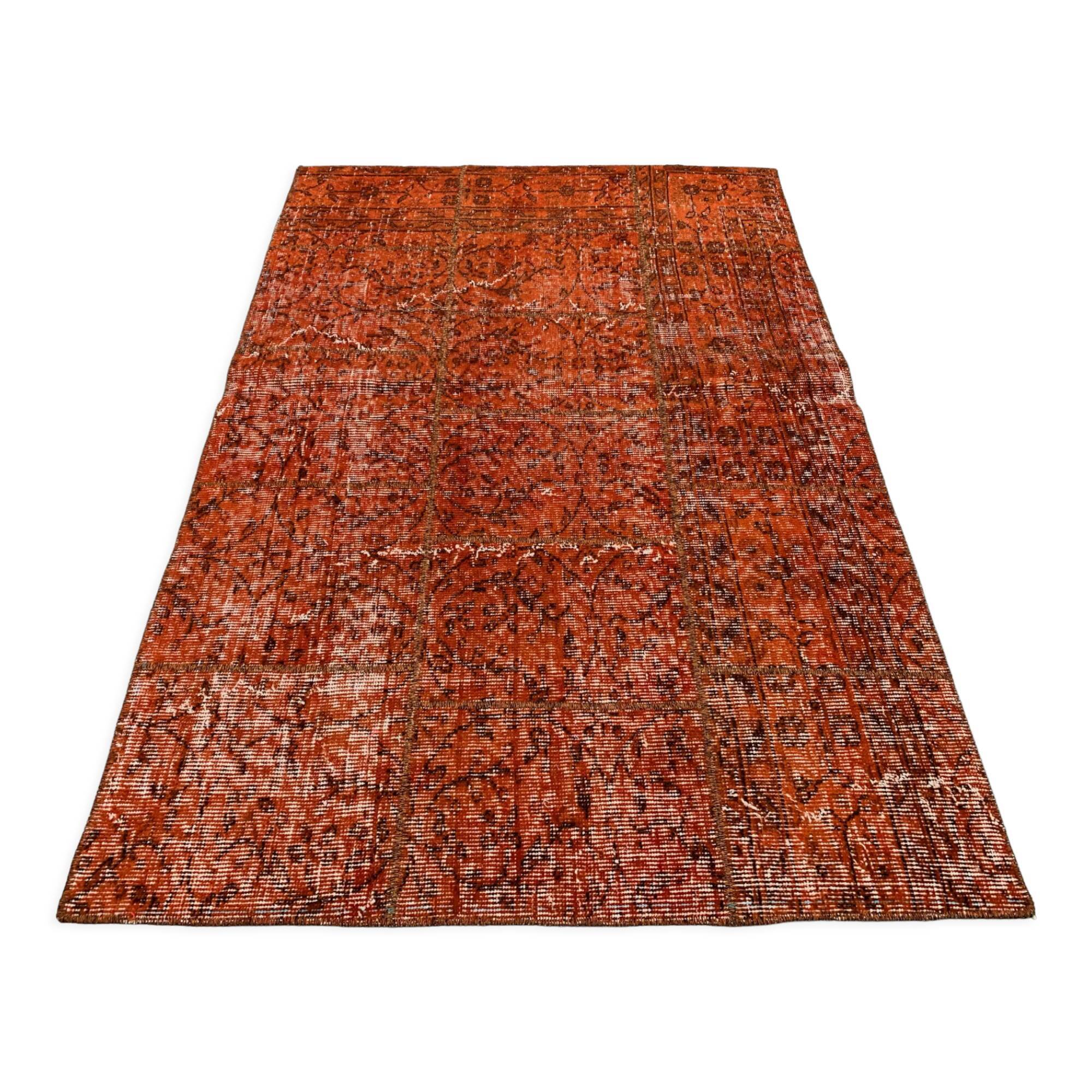 Distressed vintage turkish patchwork rug 150x100 cm wool medium
