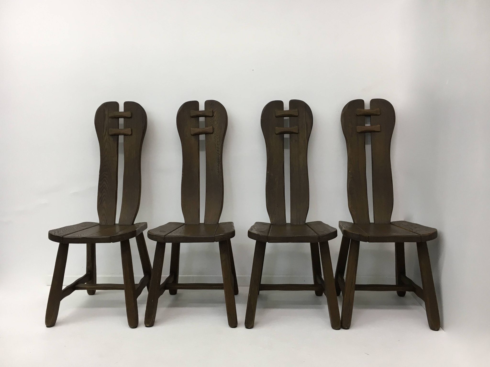 Set of 4 Belgian Brutalist Dining Chairs from De Puydt, 1970’s