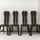 Set of 4 Belgian Brutalist Dining Chairs from De Puydt, 1970’s