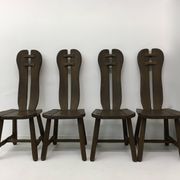 Set of 4 Belgian Brutalist Dining Chairs from De Puydt, 1970’s