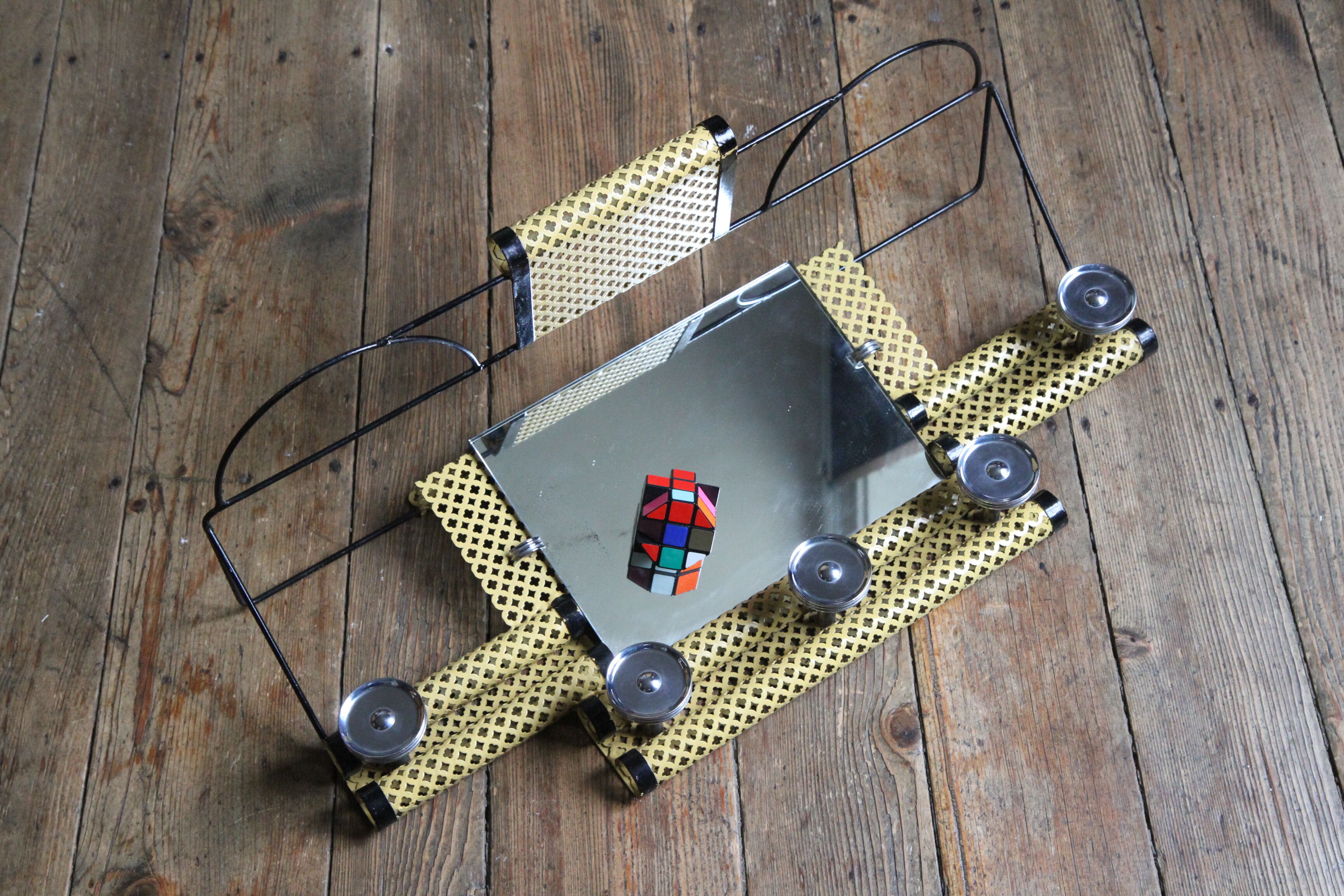 1950s perforated metal coat holder