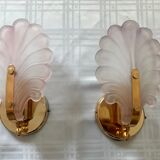 Paire d'appliques feuille verre