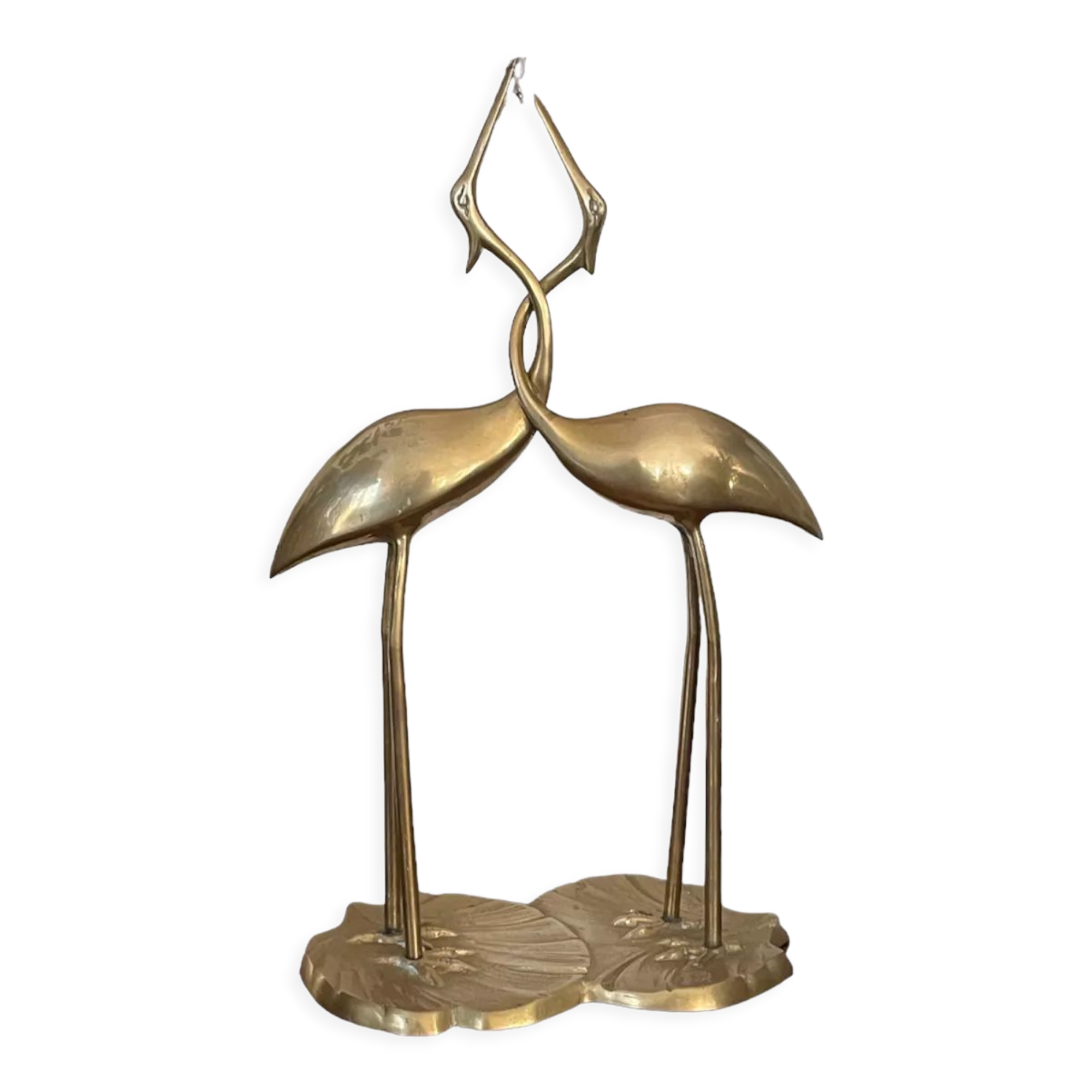 Pair brass birds 31 cm