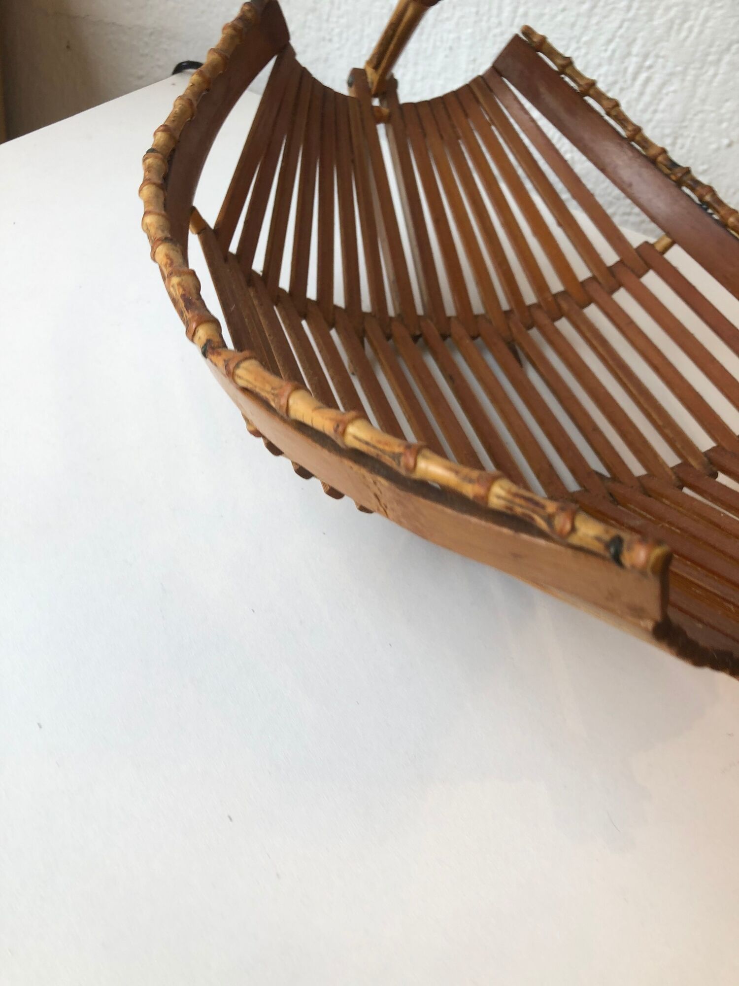Trash has vintage fruit in wood and bamboo. Vintage design 1950 1960