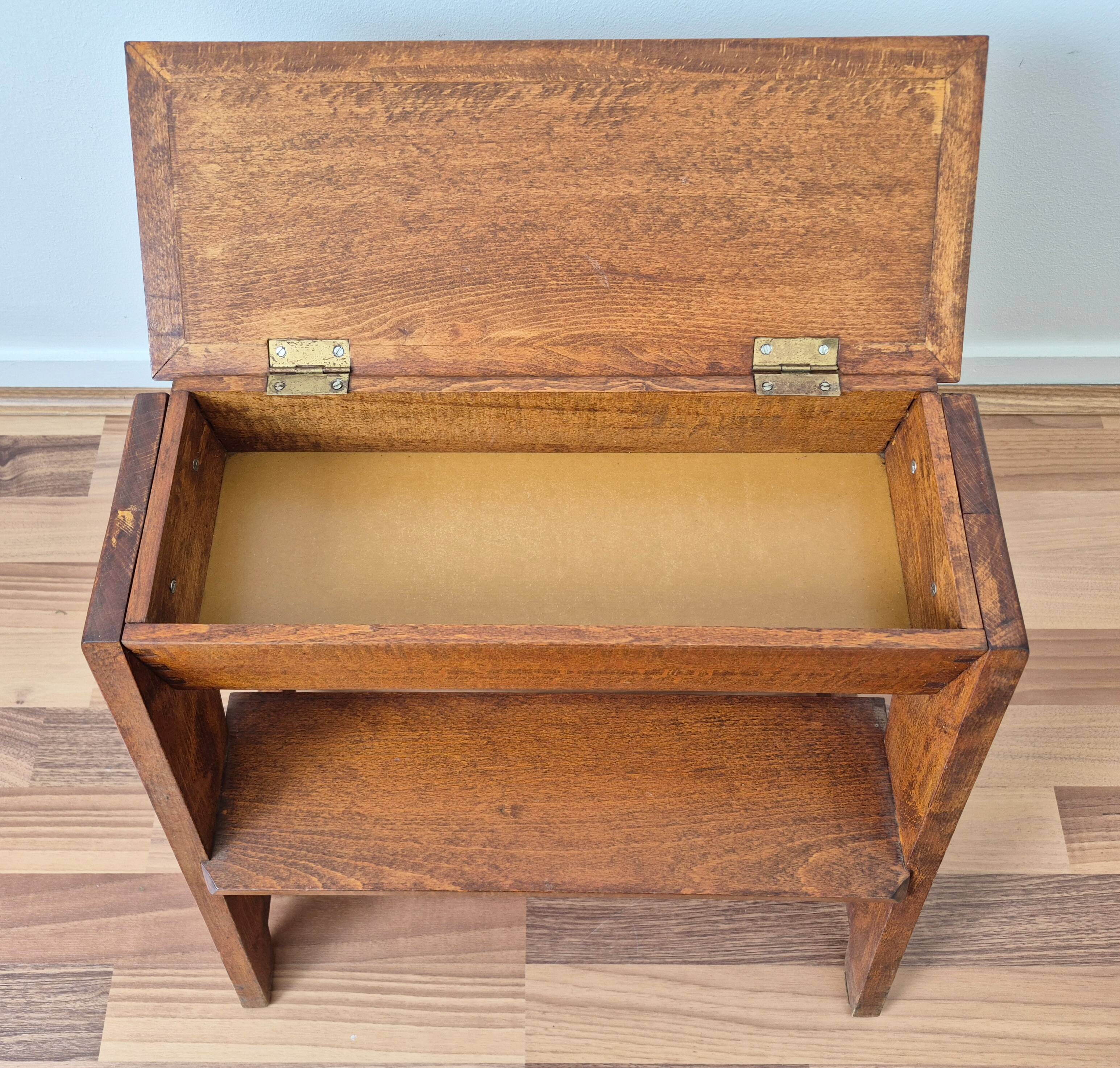 Vintage storage stool, made of wood, handcrafted.