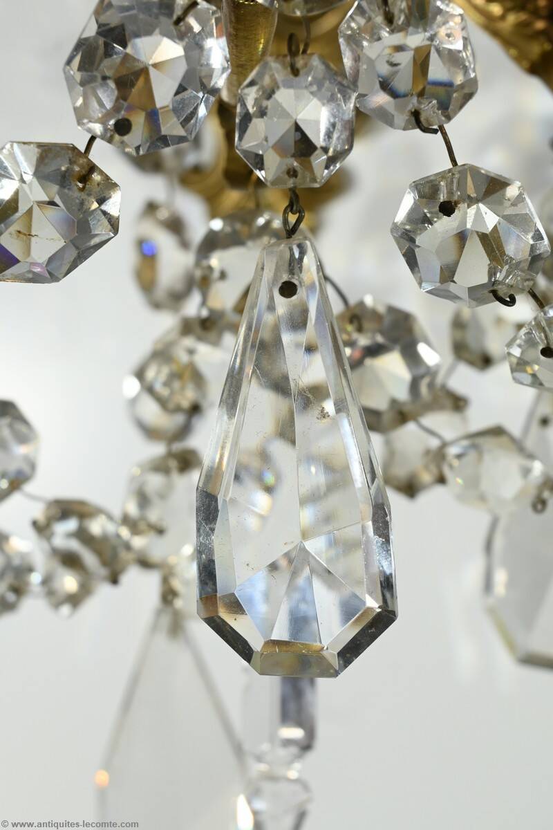 Bronze and Crystal Wall Lights with Pendants, Louis XV style – Late 19th century