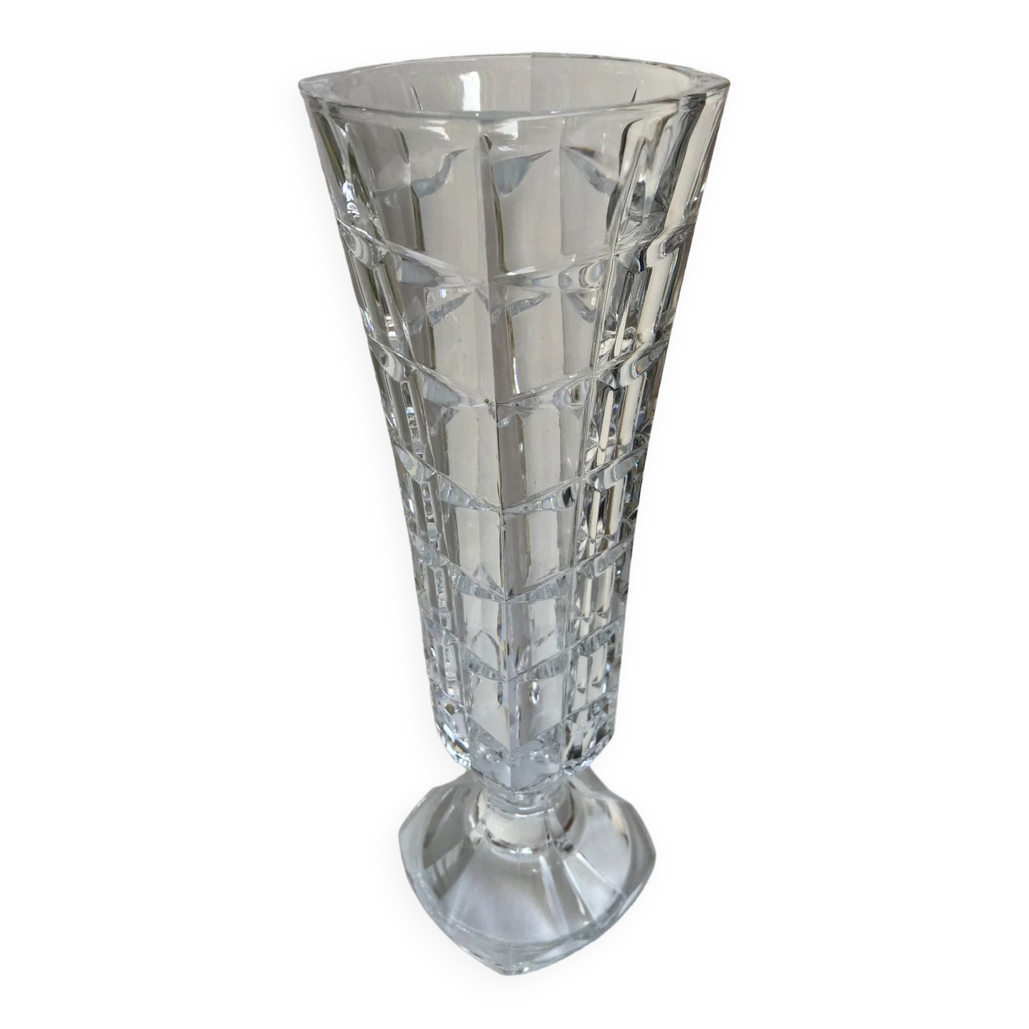 vase on feet in art deco molded crystal glass