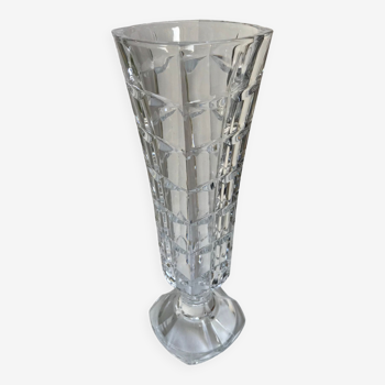 vase sur pieds en verre cristal moulé art déco