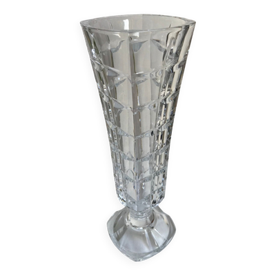 vase sur pieds en verre cristal moulé art déco