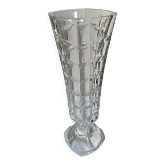 vase sur pieds en verre cristal moulé art déco