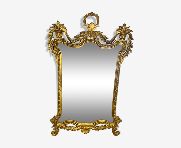 Miroir doré style classique années 60 Italie résine