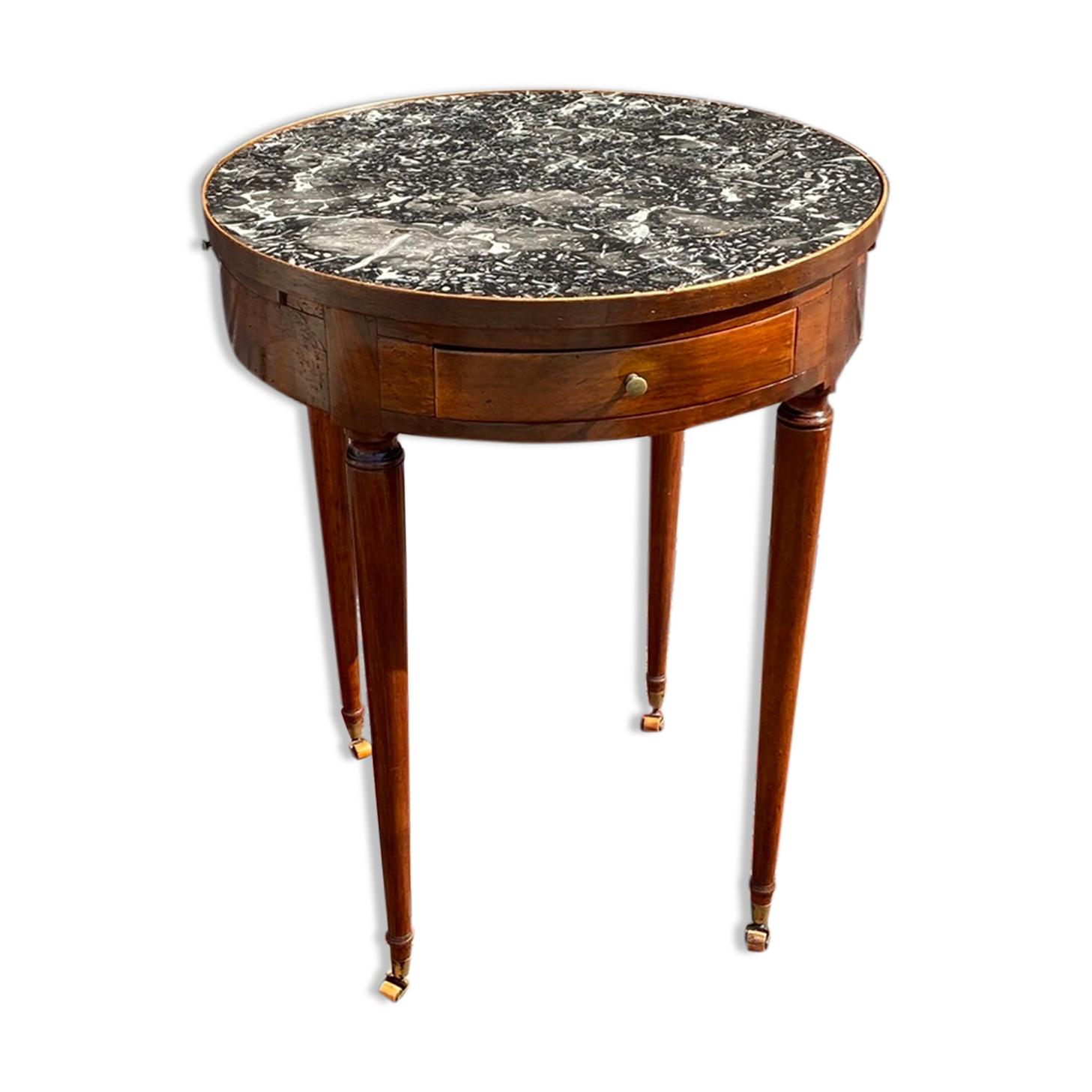 Table bouillotte en noyer d’époque directoire XVIII eme siècle