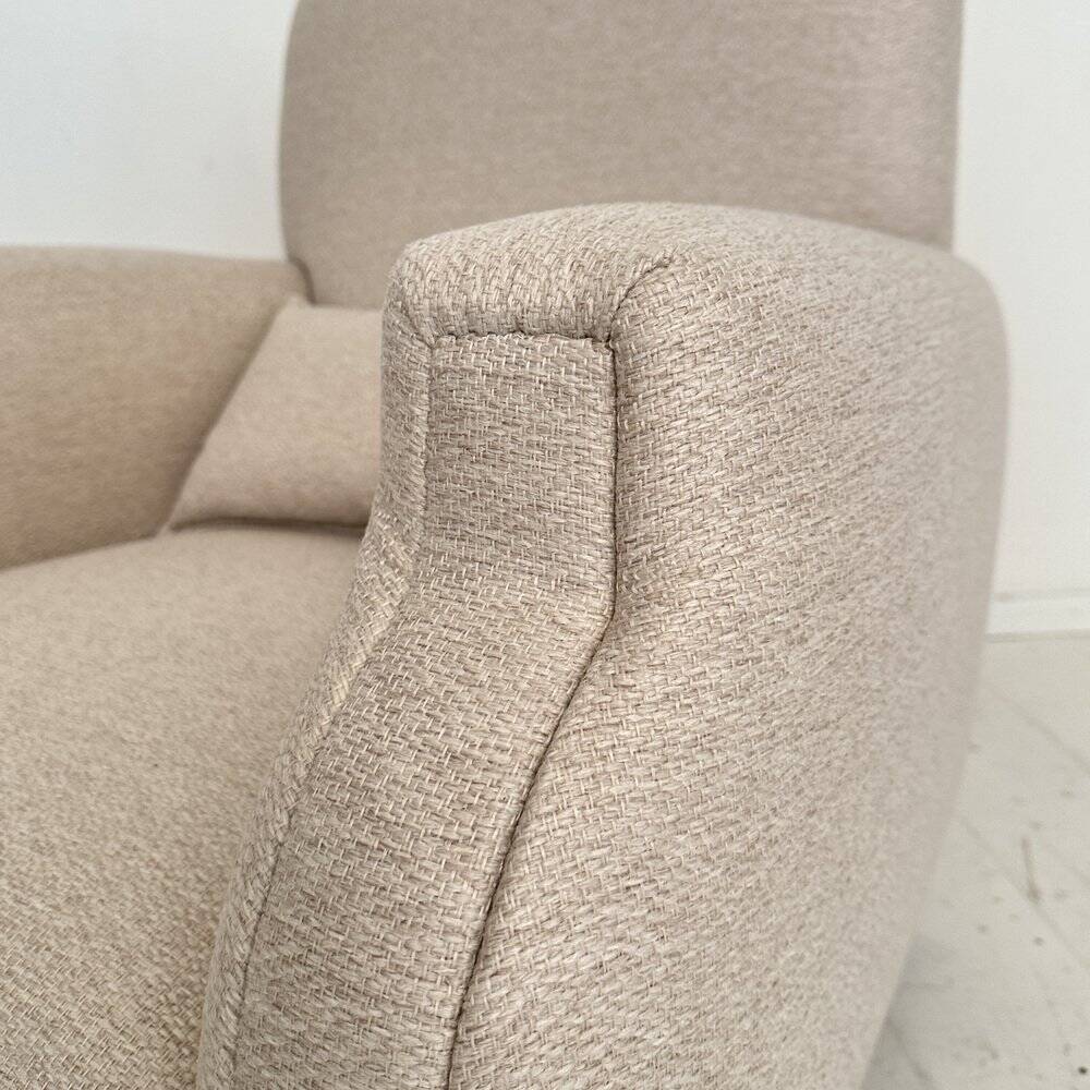 Vintage German Art Deco Armhair in White Fabric, 1920s