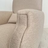 Vintage German Art Deco Armhair in White Fabric, 1920s