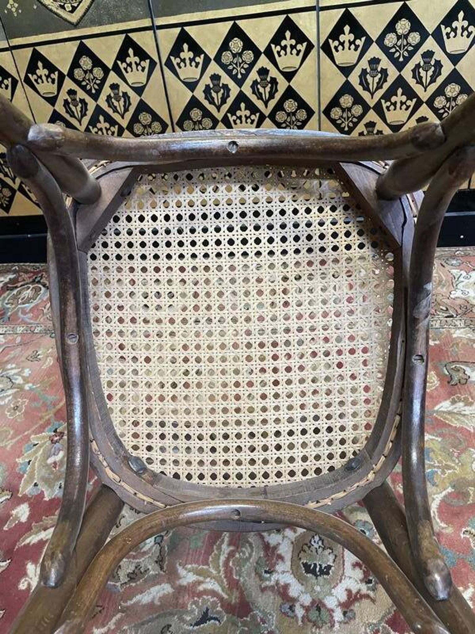 Set of 7 Baumann / Thonet / Fischel caned bistro chairs