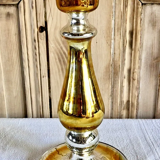 Old candle holder XIX gilded mercurized eglomised glass