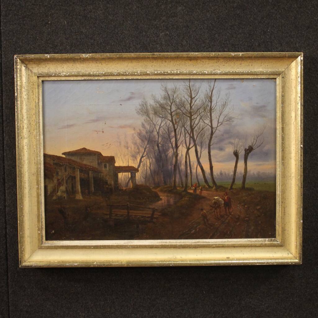 Antique French Painting Landscape From 19th Century