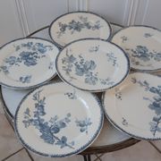 Set of 6 flat plates Terre de Fer U&C Sarreguemines model "Groseilles" late nineteenth