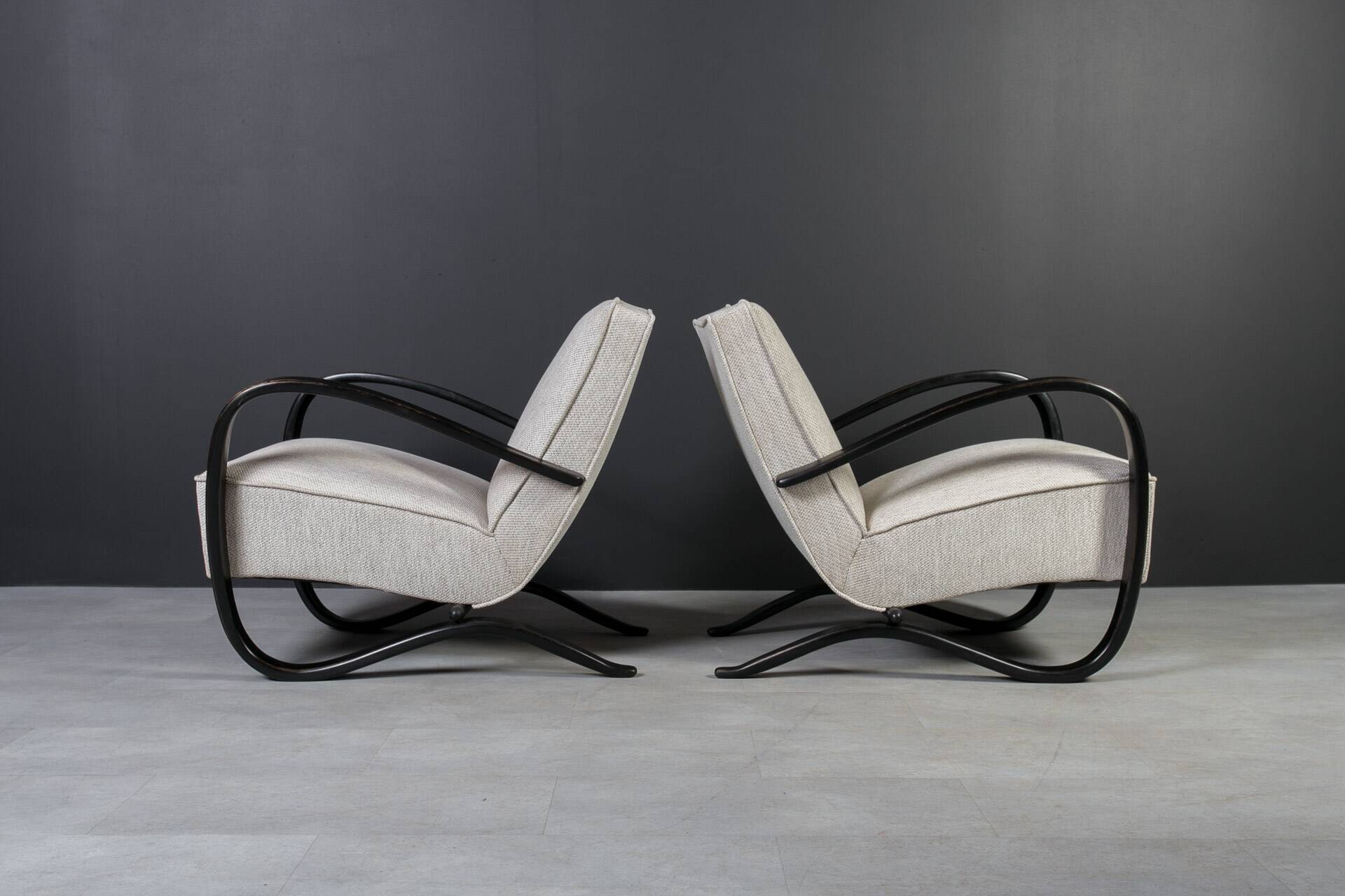 Set of two Art Deco Armchairs by J. Halabala, Model H269, 1930s