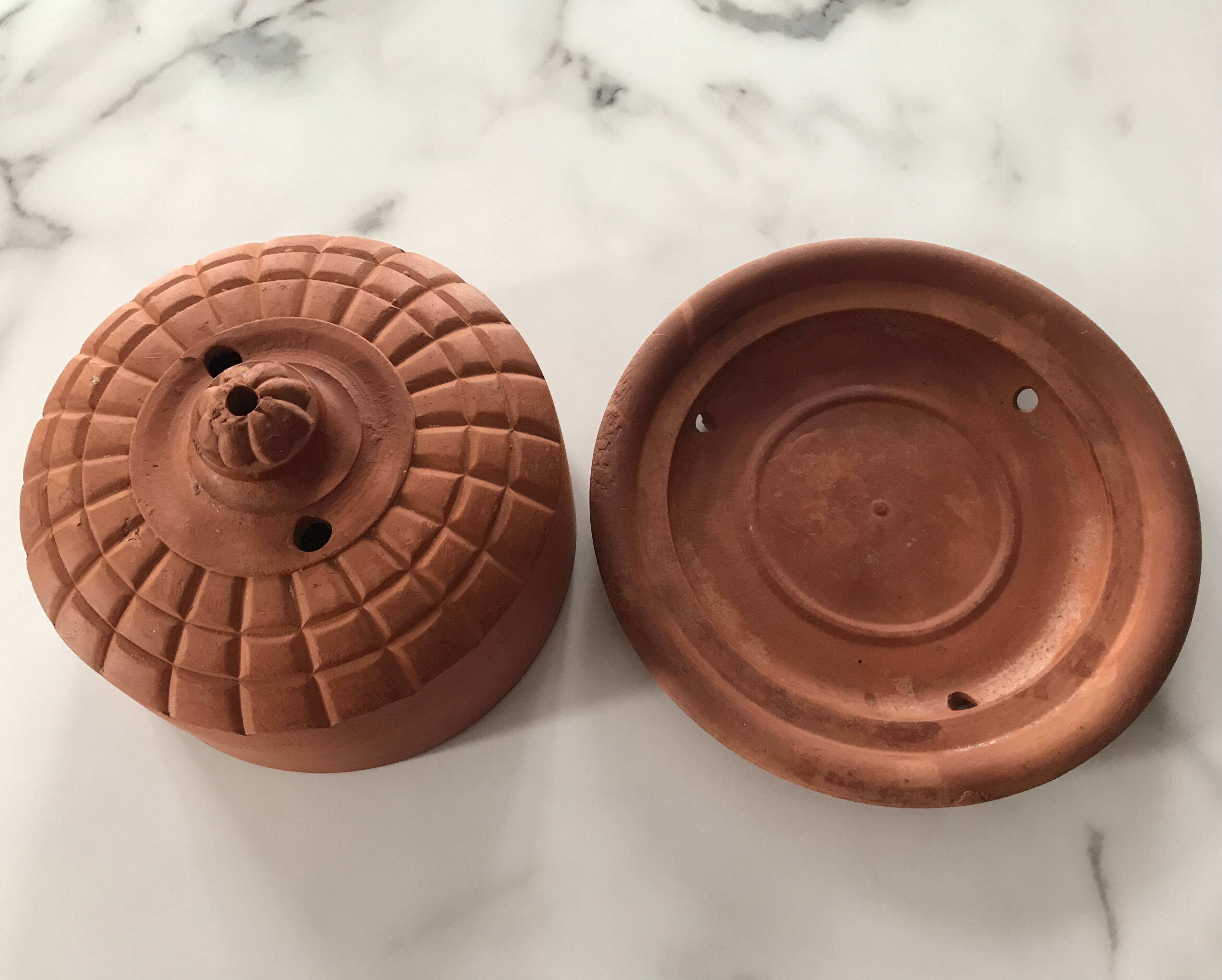 Old terracotta butter dish