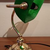 Lampe de banquier en verre et laiton ancienne