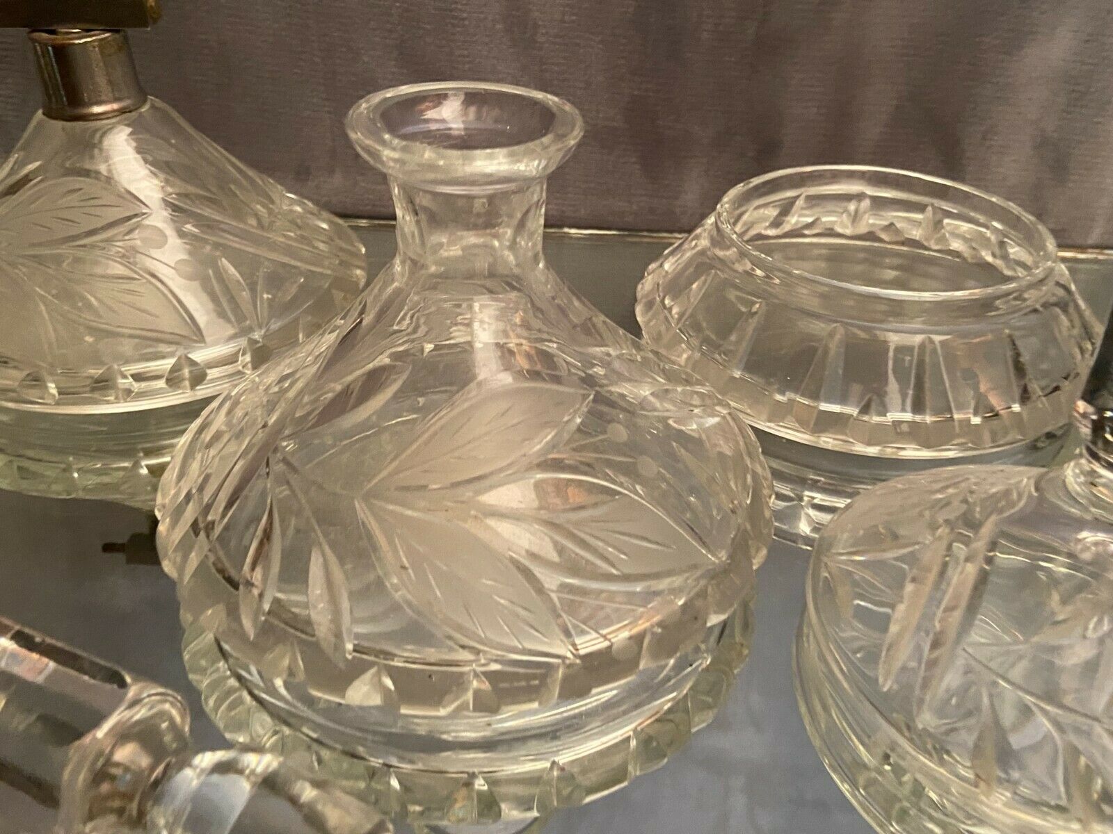 Bohemian crystal set with carved decoration