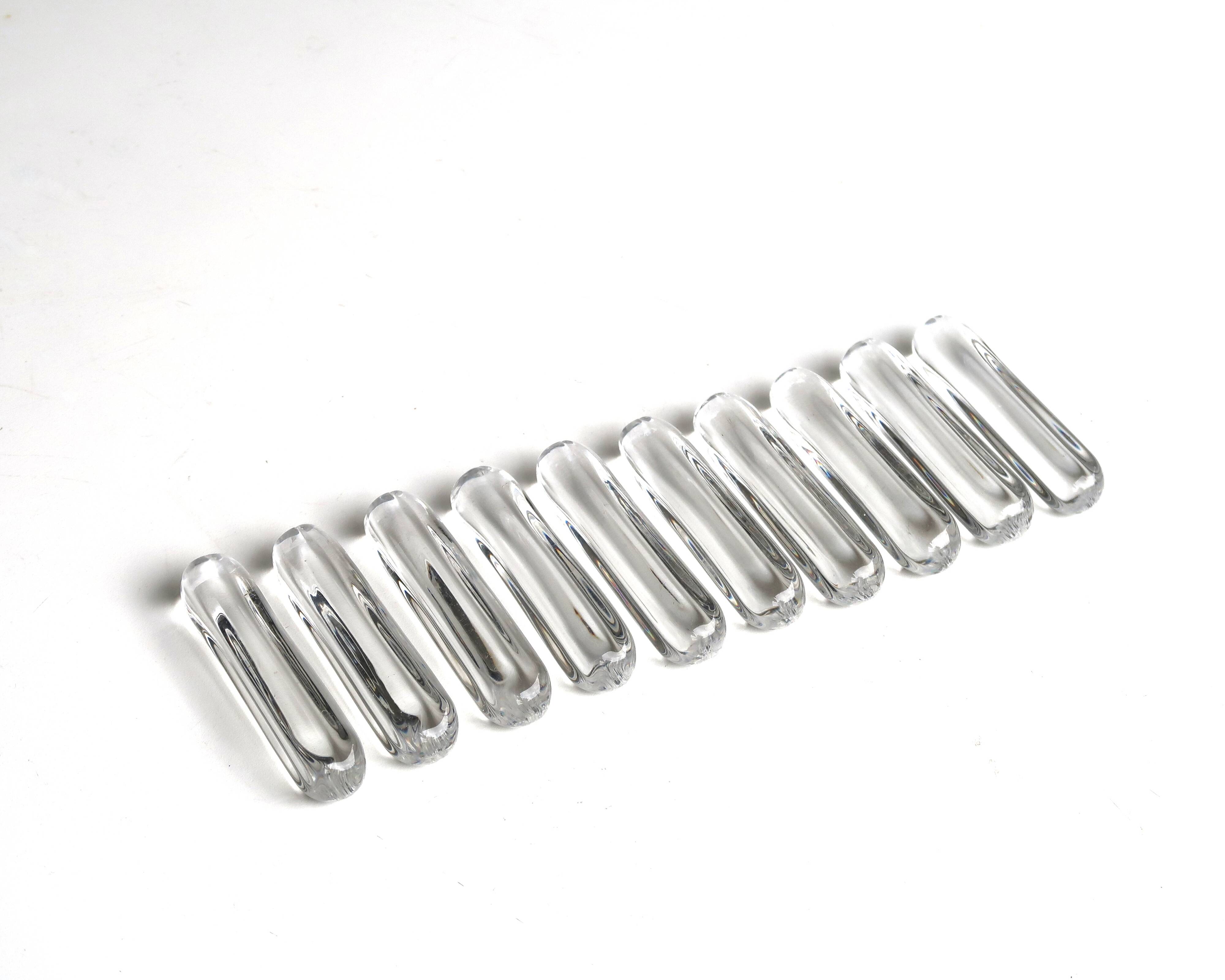Set of 10 knife rests in a Daum France box, crystal, 1960s.