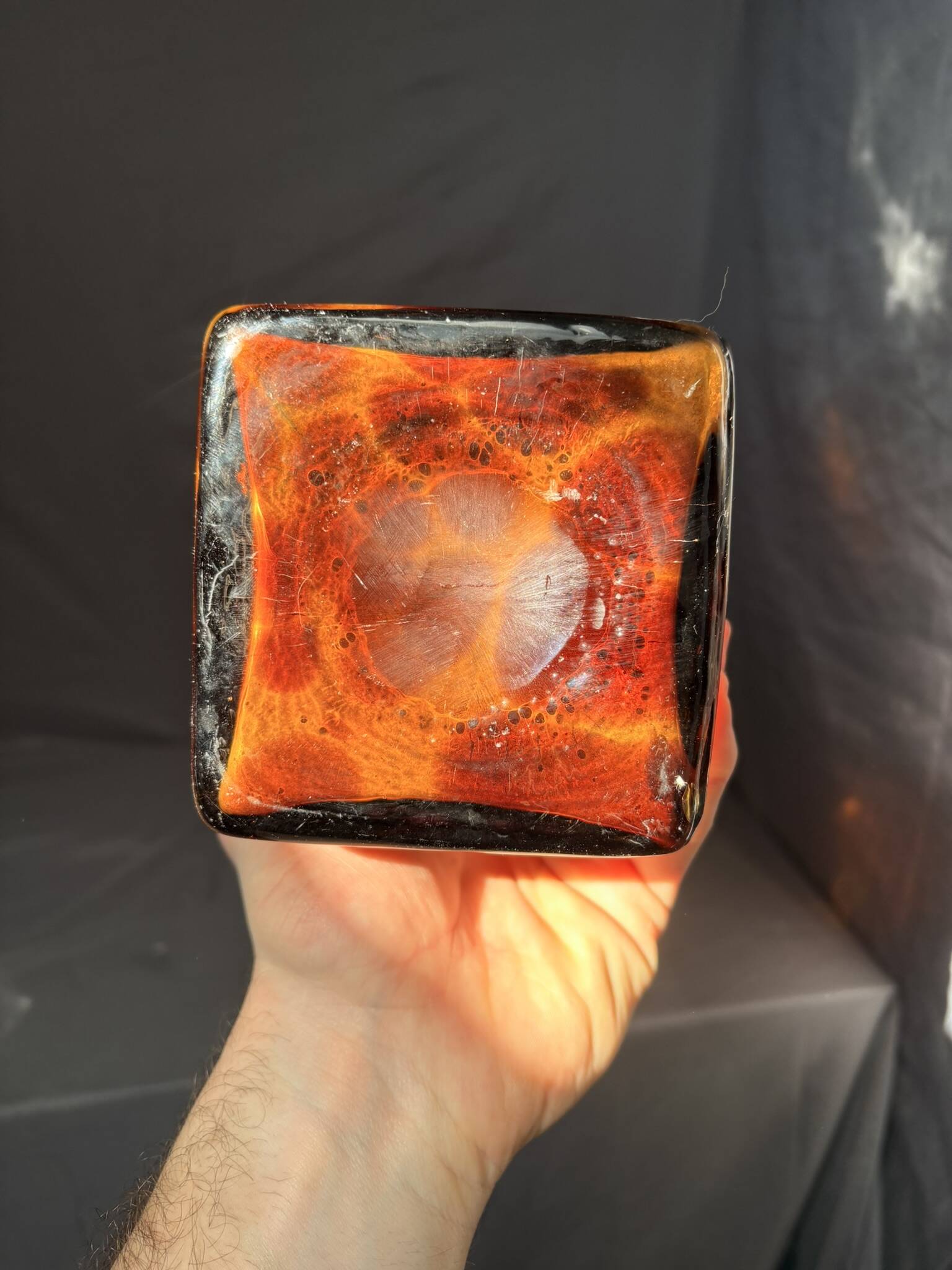 Vintage Italian Glass Vase Leopard Turtle Shell Mid Century