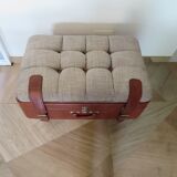 Unique-small vintage bench-ottoman-stool-colonial style - suitcase