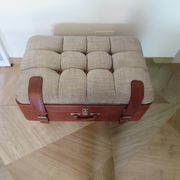 Unique-small vintage bench-ottoman-stool-colonial style - suitcase