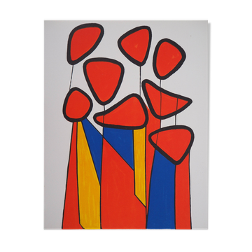 Alexander calder : composition en bleu, rouge et jaune - lithographie origi