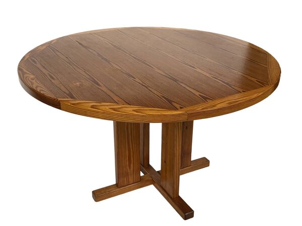 Table à manger ovale en pin, années 1970
