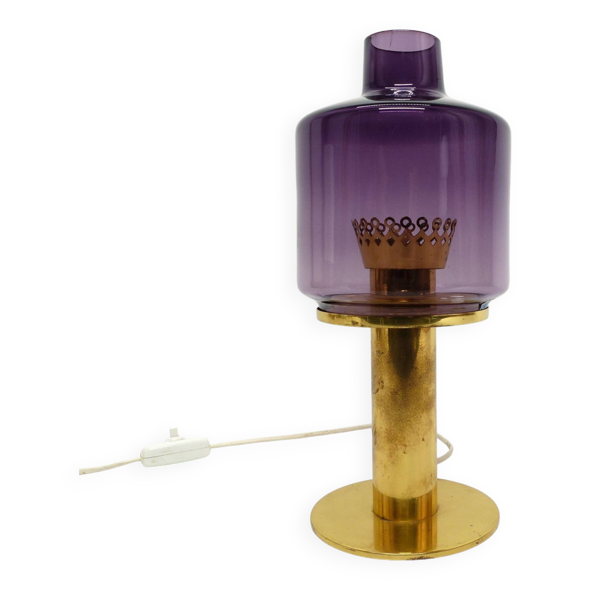 Hans-Agne Jakobsson Scandinavian lamp brass and purple glass B 102