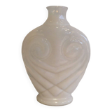White opaline glass owl vase. Around 1970.